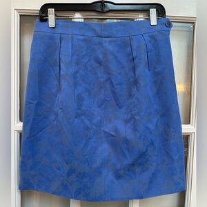 Vintage Designer Louis Feraud Blue Floral Embossed Pencil Skirt Size 8 Medium M